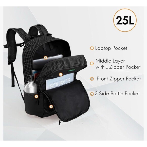 Haimont Travel Hiking Daypack Backpack Laptop H2O 25L Navy Blue Water Resistant - Picture 10 of 10